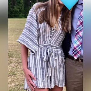 Lush Monochrome Striped Romper